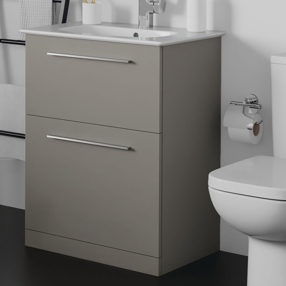 Lifestyle image of Ideal Standard i.life A 600mm Matt Quartz Grey Basin Vanity Unit